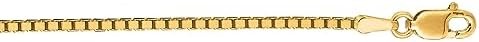 10k Gold Shiny Box Chain Necklace Jewelry Gifts for Women in Rose Gold White Gold Yellow Gold Choice of Lengths 16 18 20 22 24 30 and Variety of mm Options