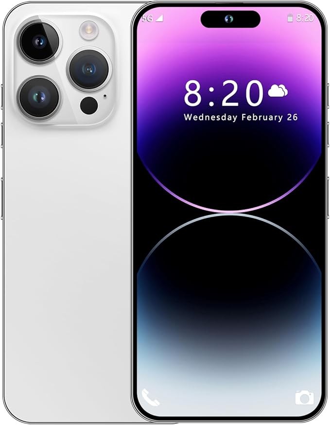 I14 Pro Max Unlocked Cell Phone,Long Battery Life 6.82" HD Screen Unlocked Phones,Android13 6+256GB Smartphone with 128G Memory Card,Dual SIM/Fingerprint Lock/Face ID/GPS (White)
