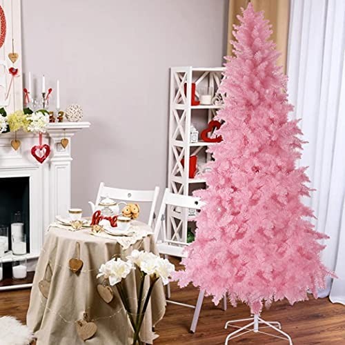 DSVF 8FT Christmas Tree, Artificial Full Tree Flocked Xmas Tree, Snow Flocked Christmas Tree Pine Tree with Metal Stand, 1000-1200 Branches Ideal for Home Office Holiday Decoration (C)